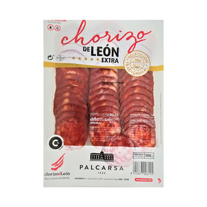Imagen de PALCARSA Chorizo de León extra, ahumado y dulce, cortado en lonchas PALCARSA 100 g.