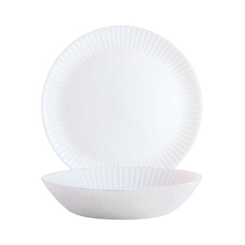 Vajilla 18 piezas vidrio opal, modelo Cottage. LUMINARC