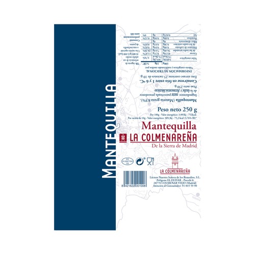 LA COLMENAREÑA Rulo de mantequilla sin sal LA COLMENAREÑA 250 g.