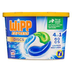 WIPP Detergente en cápsulas para lavadora 4 en 1 Disc WIPP EXPRESS 18 uds.