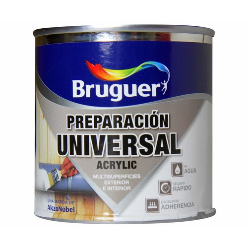 Imprimación selladora universal acrílica, multisuperficies y para uso exterior e interior BRUGUER 0,25 litros 1 unidad.