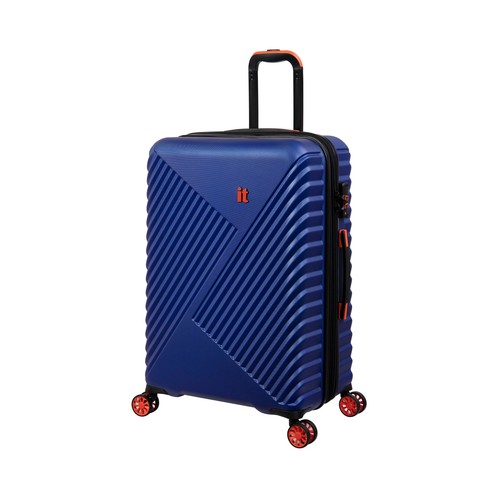 Maleta grande tipo trolley expandible IT de 70cm, 8 ruedas, color azul.