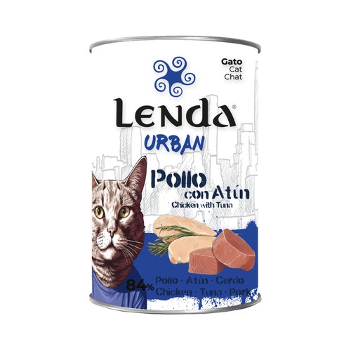 LENDA URBAN Alimento húmedo de gato en lata, pollo y atún 40gr