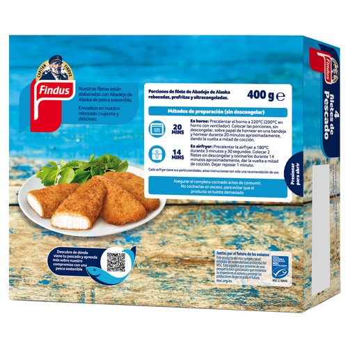 FINDUS Capitán findus Filetes de pescado empanados con Certificado de Pesca Sostenible (MSC) 400 g.