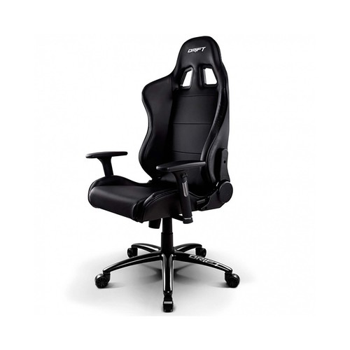 Silla gaming DRIFT DR200 negro, almohadilla lumbar, reposabrazos ajustables.
