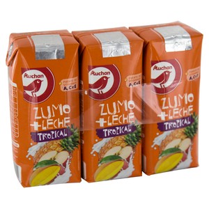 Imagen de PRODUCTO ALCAMPO Leche con zumo de frutas tropicales 3 x 330 ml.