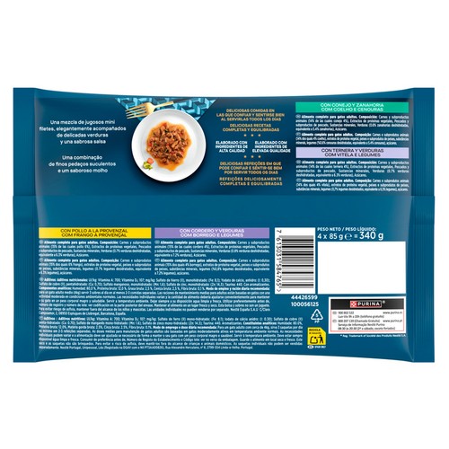 PURINA GOURMET Comida para gatos adultos a base de verduras 4 uds. 85 g