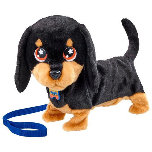 Peluche Mascota interactiva con correa Waggles, mi Perrito Salchicha +2 Años BIZAK