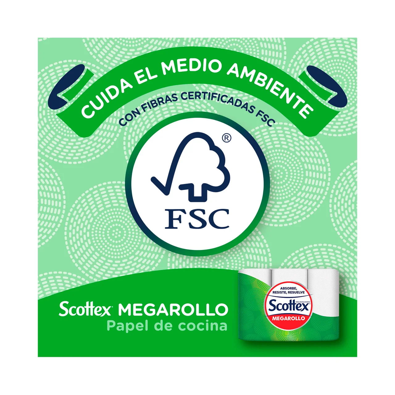 Megarollo Papel de cocina resistente y super absorvente 3 uds.