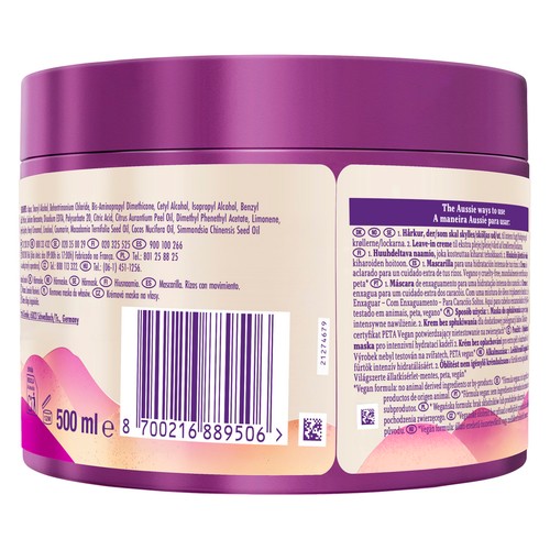 AUSSIE Bouncy curls Mascarilla capilar hidratante y acondicionadora, para cabellos rizados o con ondas 500 ml.