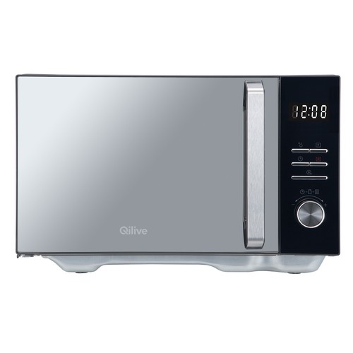 Microondas con grill sin plato QILIVE Q.6443, color color negro, capacidad 25L, potencia 800W, grill: 1000W.
