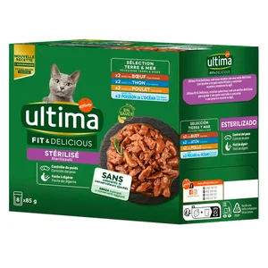 AFFINITY Alimento de gato húmero bolsa fit & delicious buey, atún, pollo, pescado del océano 85 gr x 8