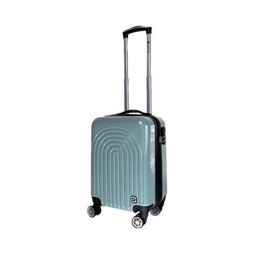 Maleta de cabina rígida de color azul, 50 cm, 8 ruedas, AIRPORT ALCAMPO.