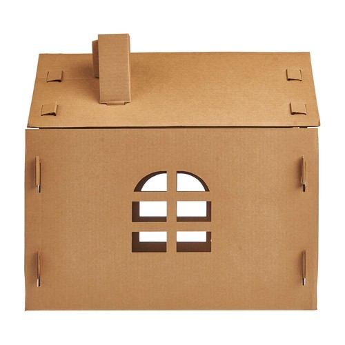 PRODUCTO ALCAMPO Casa de cartón de 52.5 x 33 x 33 cm. para gatos, con suelo para rascar.