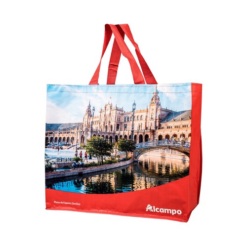 Bolsa de rafia reutilizable diseño doble Sevilla, ALCAMPO.