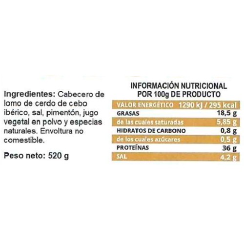 ALCAMPO CULTIVAMOS LO BUENO Lomito cebo ibérico pieza 530 g.