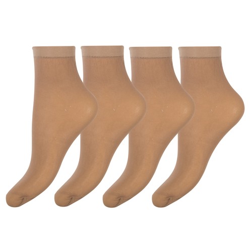 Pack de 4 pares de tobilleros, 30 den, DIM, talla única, color daim.