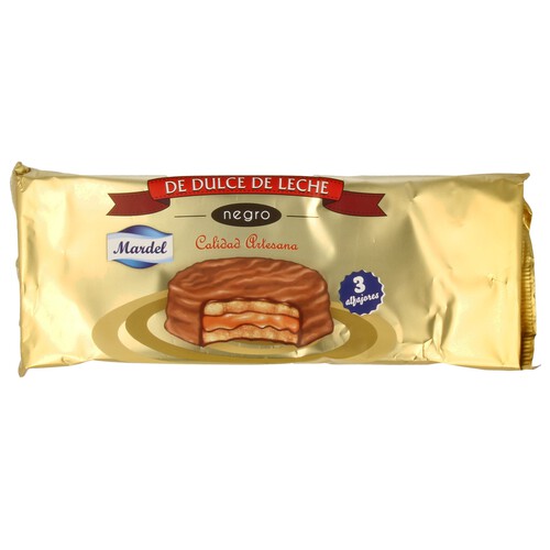 Alfajores de chocolate con dulce de leche MARDEL 150 gr,