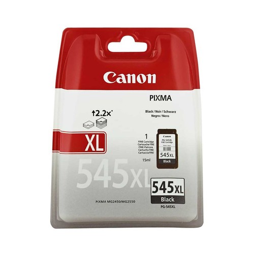 Cartucho de tinta CANON PG-545XL negro.