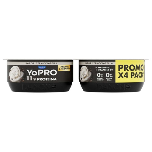 YOPRO de Danone Leche fermentada desnatada sabor stracciatella y alto contenido en proteina 4 x 120 g.