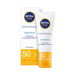 NIVEA Sun sensitive Protector facial sin perfume con FPS 50 (muy alto) 50 ml.
