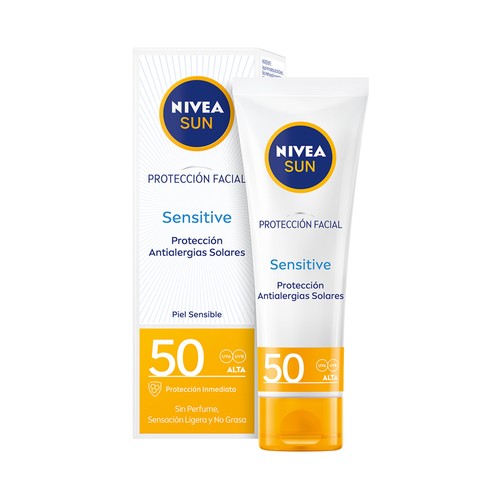 NIVEA Sun sensitive Protector facial sin perfume con FPS 50 (muy alto) 50 ml.