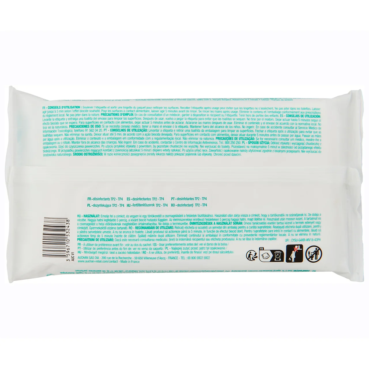 PRODUCTO ALCAMPO Toallitas desinfectantes multisuperficies 40 uds