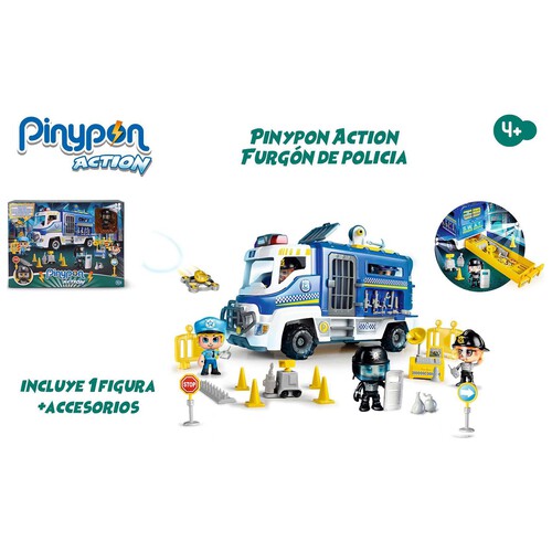 Conjunto de juego Furgón de policía con accesorios y 1 figura PINYPON ACTION.