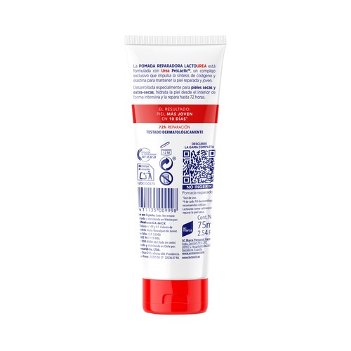 LACTOVIT Lactourea Crema reparadora de manos, codos y pies, para pieles secas y extra secas 75 ml.