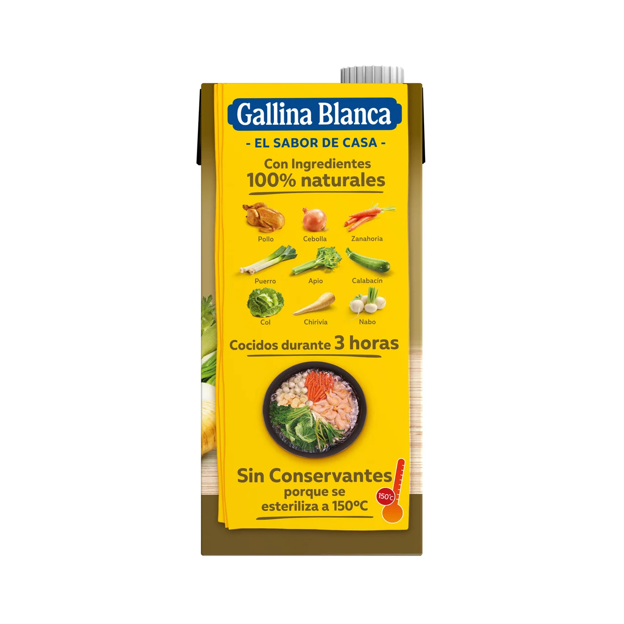 Caldo casero de pollo y 8 verduras de 1 l.