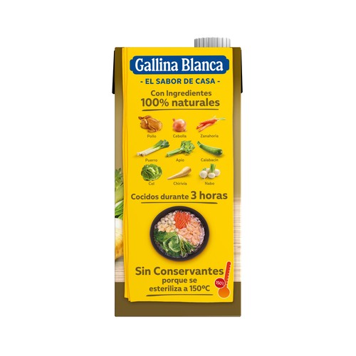 GALLINA BLANCA Caldo casero de pollo y 8 verduras de 1 l.