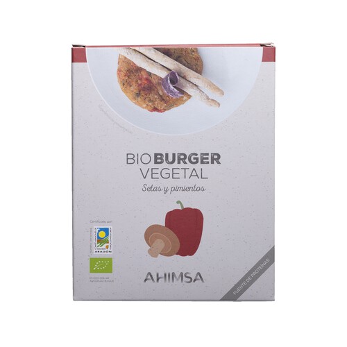 AHIMSA Burger de Seitán, setas shitake y pimientos ecológico AHIMSA 160 g.