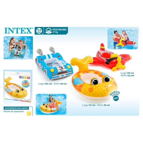 Vehículos surtidos hinchables 114x104x34cm para piscinas o playa. INTEX