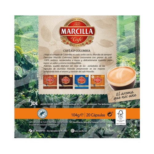 MARCILLA Café en cápsulas Colombia 20 uds.
