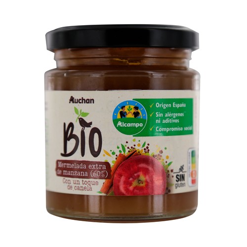 ALCAMPO CULTIVAMOS LO BUENO ECOLÓGICO  Mermelada extra de manzana con un toque de canela ecológica 250 g.