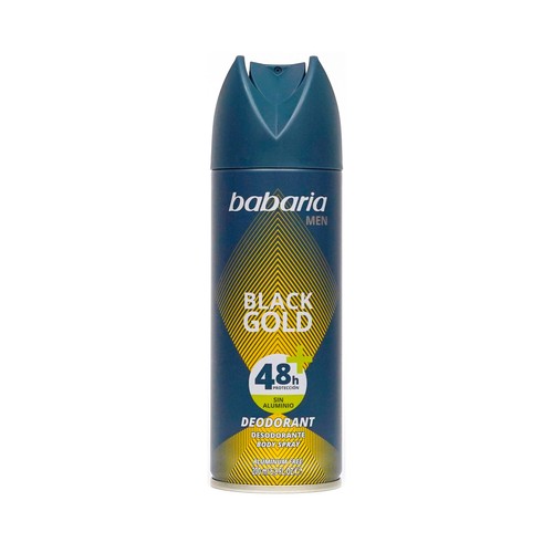 BABARIA Black gold Desodorante en spray para hombre sin aluminio 200 ml.