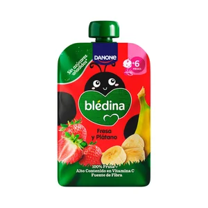 BLÉDINA de Danone Bolsita (pouch) de fruta (fresa y plátano), a partir de 6 meses 100 g.