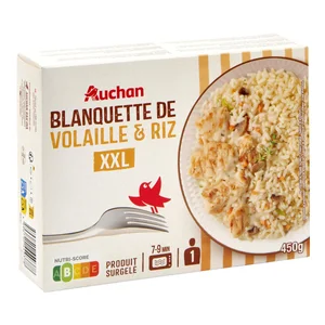 AUCHAN Arroz cocido con pollo asado en salsa de champiñón 450 g Producto Alcampo.