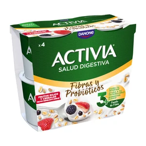 ACTIVIA de Danone Bífidus con frutos rojos y cereales 4 x 115 g.