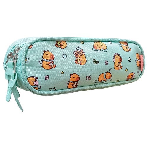 Estuche portatodo triple con cremalleras 10x22x7 cm Dulce Capivara. MITOS