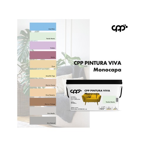 Pintura interior 4L para paredes y techos, menta suave CPP