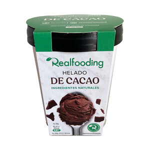 REALFOODING Tarrina de helado de leche con cacao, elaborado con ingredientes naturales REALFOODING 500 ml.