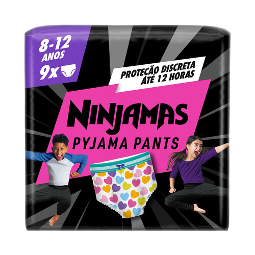 DODOT Ninjamas Pañal branguita unisex para pijama para niños de 8-12 años o de 27 a 43 kg 9 uds.