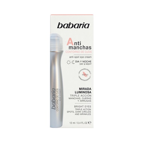 BABARIA Contorno de ojos de uso diario en roll on, con acción anti manchas 12 ml.
