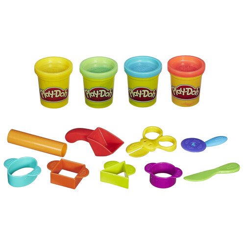 Juego de plastilina Play-Doh con 4 botes de plastilina y con cortadores y accesorios para que los más pequeños no paren de crear, PLAY-DOH