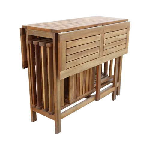 Conjunto 5 piezas con mesa y 4 sillas plegables de madera, IKUNIK Viena.