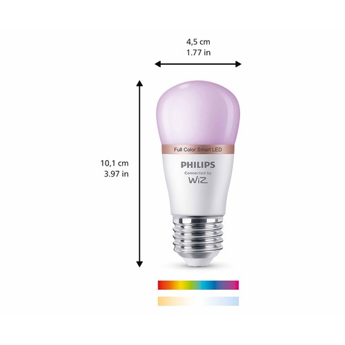 Bombilla Led inteligente E27, WiFi, 4,9W=40W, blanco ajustable + color, 470lm, PHILIPS.