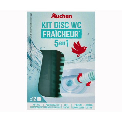AUCHAN Ambientador WC aparato + discos, efecto frescura - 12 uds.