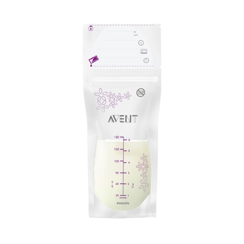 AVENT Bolsas de almacenamiento para leche materna con doble cierre antigoteo AVENT de Philips 25 x 180 ml.