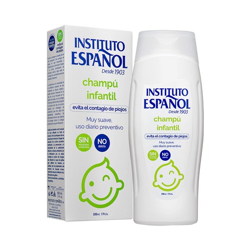 Champú infantil de uso frecuente anti piojos, muy suave y sin irritaciones INSTITUTO ESPAÑOL 500 ml.